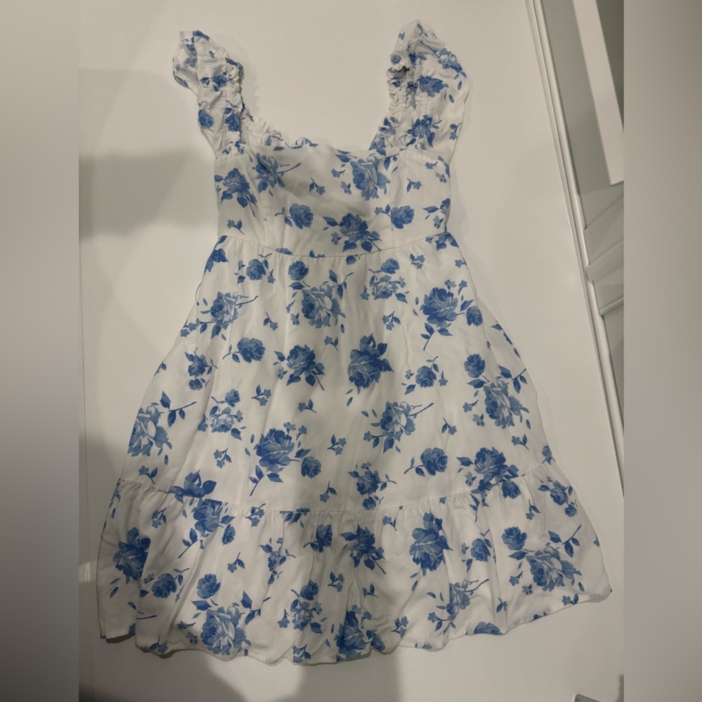 Hollister Blue and White Floral Dress